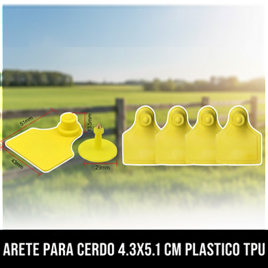 Arete para cerdo, 4.3x5.1 cm, plástico TPU