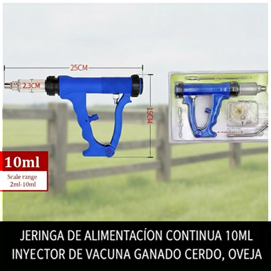 Jeringa de alimentación continua 10ml, inyector de vacuna ganado, cerdo, oveja