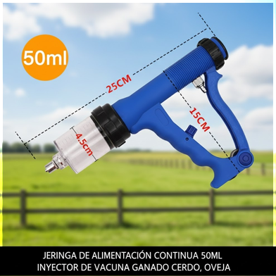 Jeringa de alimentación continua 50ml, inyector de vacuna ganado, cerdo, oveja