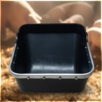 Comedero individual en PVC, filos de acero inoxidable para marrana