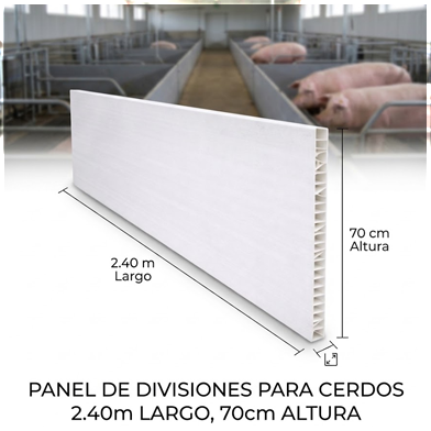 Panel para divisiones para cerdos, de 2.40m largo y 70cm de altura